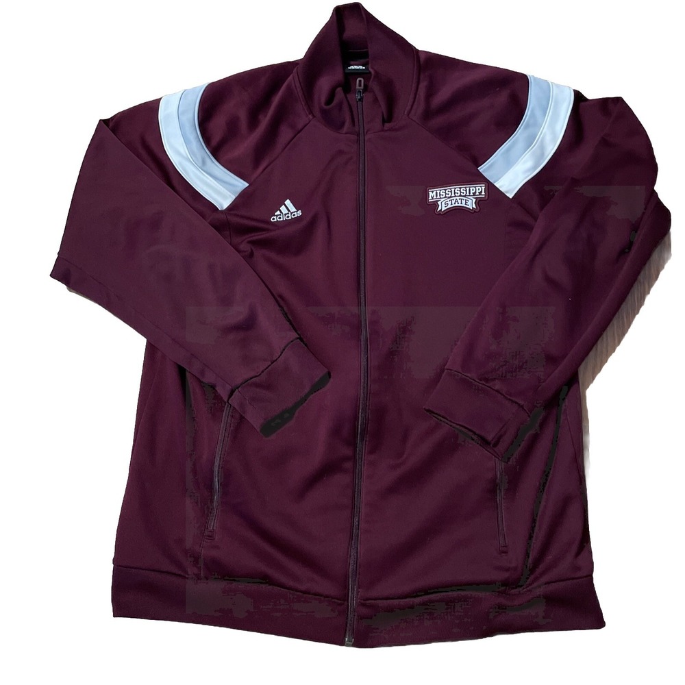 Adidas‎ Mississippi State Bulldogs Mens 2XL Full Zip Track Jacket Maroon White